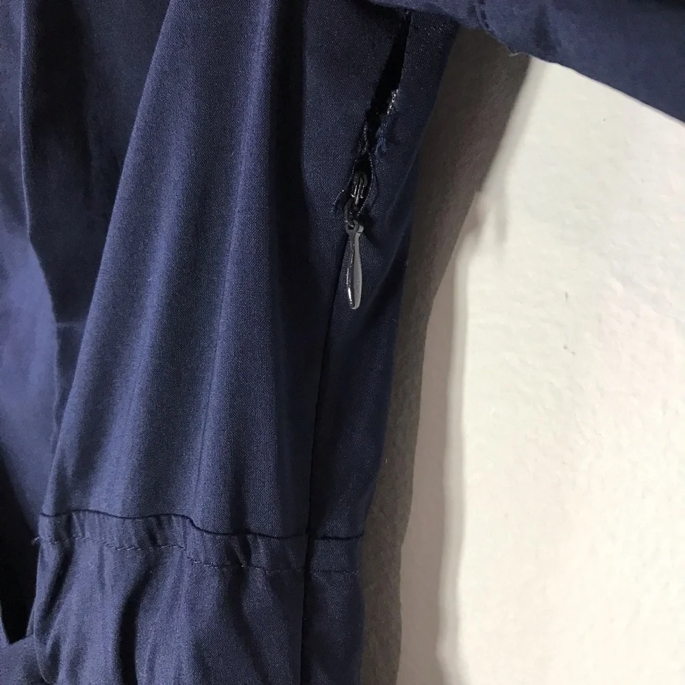 Diane Von Furstenberg Faux Wrap Navy Fit And Flare V-Neck Waist Belt Dress 2